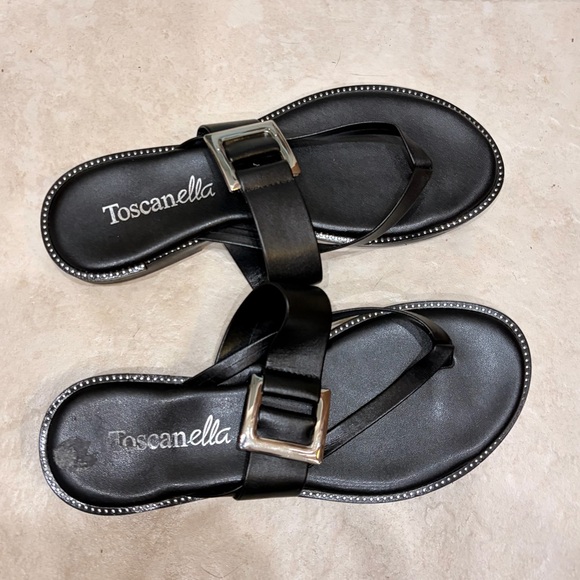 Like NEW worn 1x Toscanella Dainty Handmade in Italy Black Womens Sandals Sz 8.5 - Picture 6 of 9
